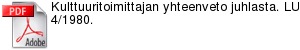 Kulttuuritoimittajan yhteenveto juhlasta. LU 4/1980.